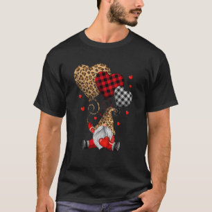Buffalo Red Black Kariert und Leopard Herzen Valen T-Shirt