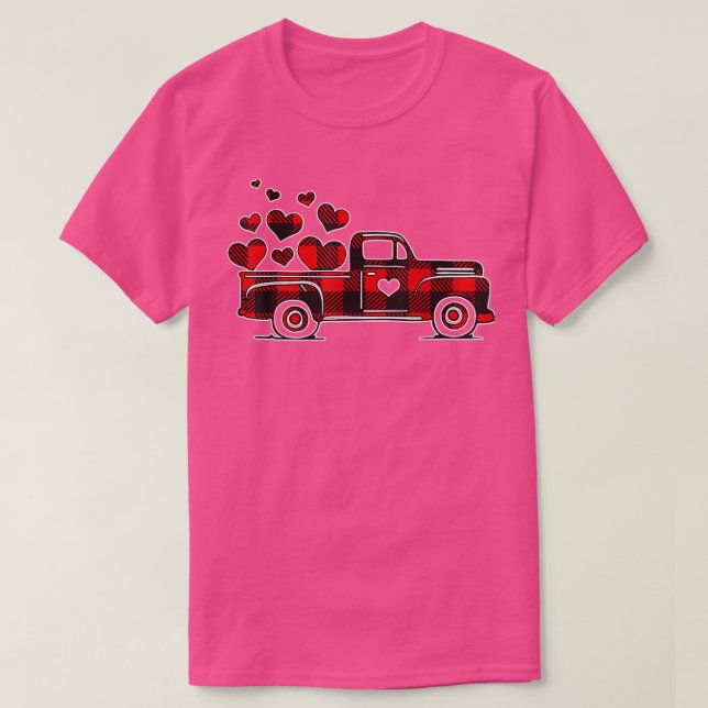Buffalo Red Pläd Truck With Heart Cute Valentine' T-Shirt (Design vorne)
