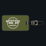 Buffalo River, Arkansas Gepäckanhänger<br><div class="desc">Der Buffalo National River fließt 135 Meilen frei und ist einer der wenigen verbliebenen Flüsse in den unteren 48 Staaten. Dieses großartige Design hat einen Kajak in bedrücktem Text.</div>