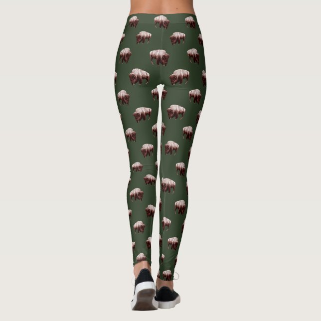 Buffalo Roam on Green Leggings (Rückseite)