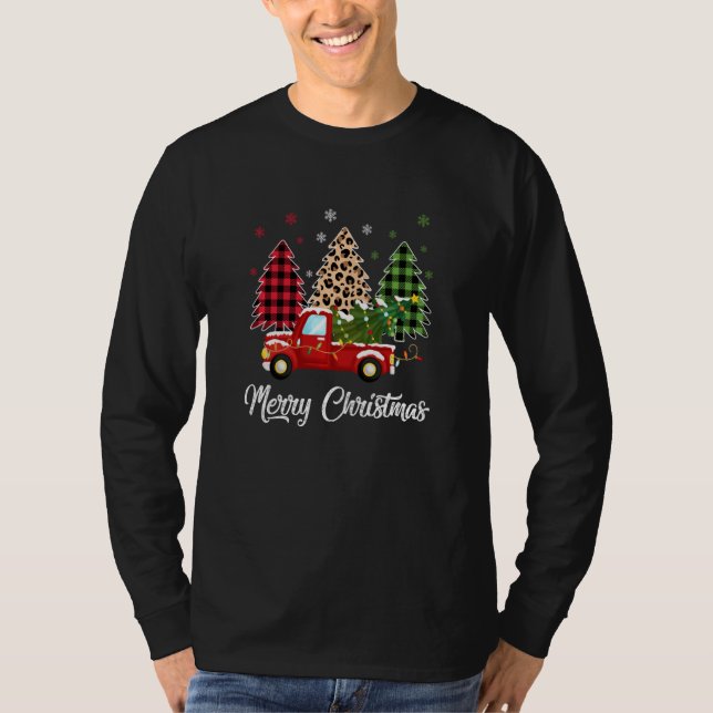 Buffalo Rot Kariert Christlich frohe Weihnachten d T-Shirt (Vorderseite)