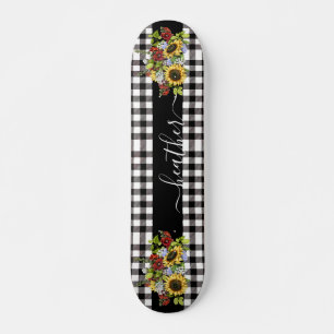 Buffalo Schwarz Weiße Sonnenblume Handgeschriebene Skateboard