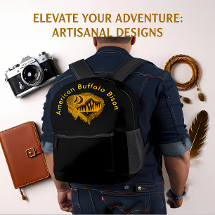 Buffalo-Silhouette mit Bergbau Bedruckter Rucksack