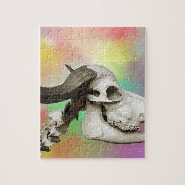 Buffalo Skull auf einem Aquarellbild (Vertikal)