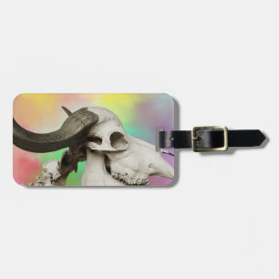 Buffalo Skull auf einem Aquarellbild Gepäckanhänger