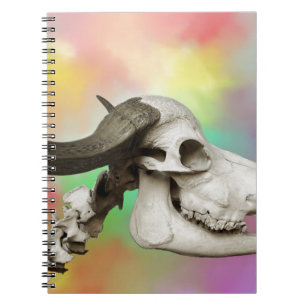 Buffalo Skull auf einem Aquarellbild Notizblock