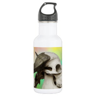 Buffalo Skull auf einem Aquarellbild Trinkflasche