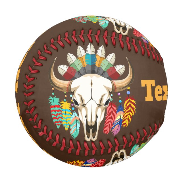 Buffalo Skull Native American Emblem Baseball (Vorderseite Links)