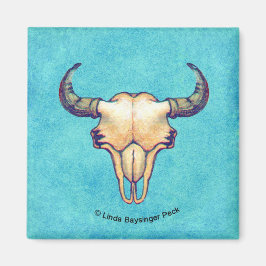 Buffalo Skull Turquoise Western Magnet