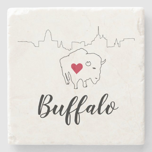 Buffalo Skyline Illustration Steinuntersetzer (Vorderseite)