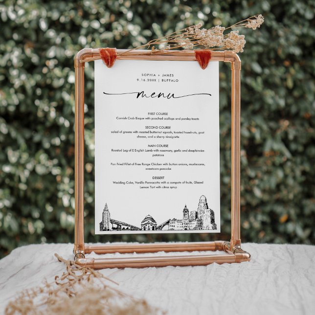 Buffalo Skyline Wedding Dinner Menu Card 12x18 (Von Creator hochgeladen)