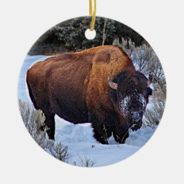 Buffalo Snow Foto Keramik Ornament