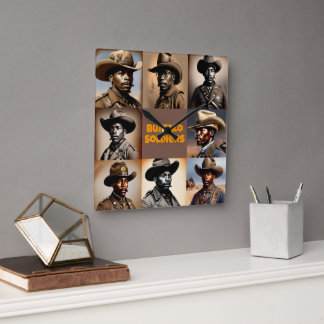 Buffalo Soldiers - Figuren in der amerikanischen G Quadratische Wanduhr