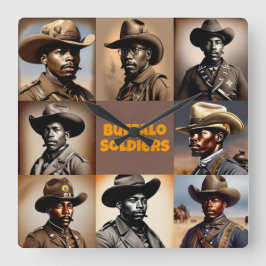 Buffalo Soldiers - Figuren in der amerikanischen G Quadratische Wanduhr