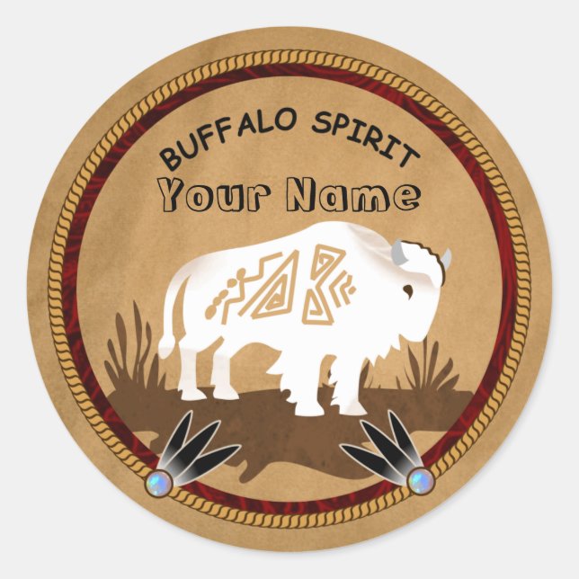 Buffalo Spirit Runder Aufkleber (Vorderseite)