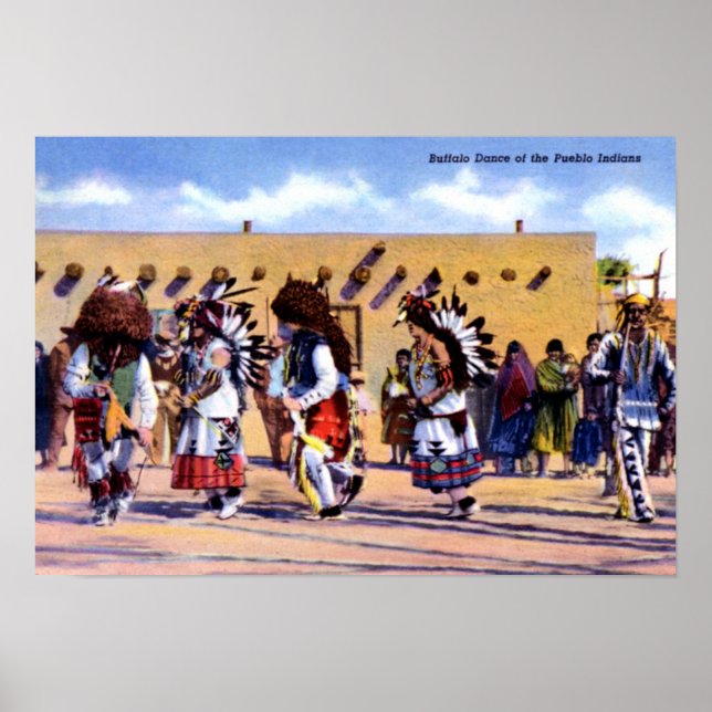 Buffalo-Tanz der Pueblo-Amerikanische Ureinwohner Poster (Vorne)