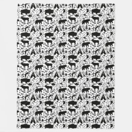 Buffalo Tepee Bear Deer Arrows Fox und Tomahawks Fleecedecke