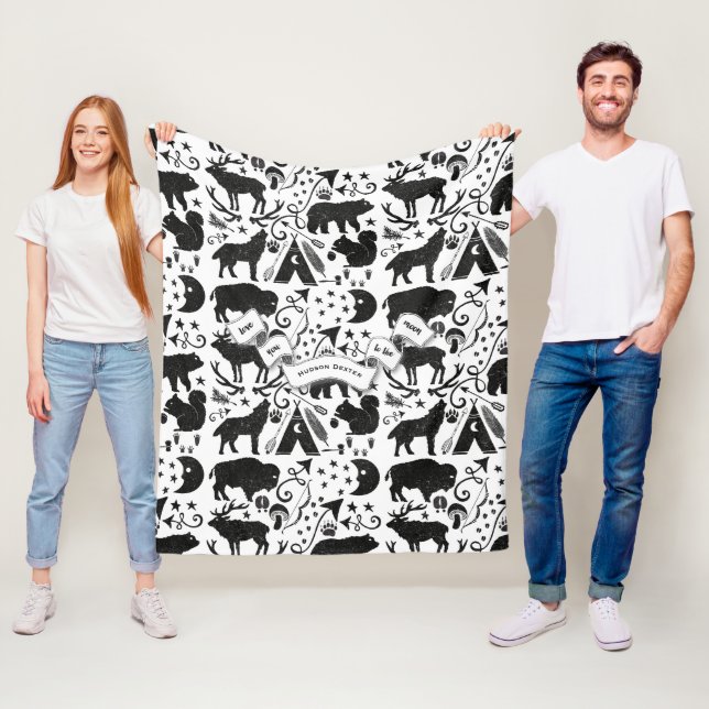 Buffalo, Tepee, Bogen und Pfeile, Federn Schläge Fleecedecke (Beispiel)