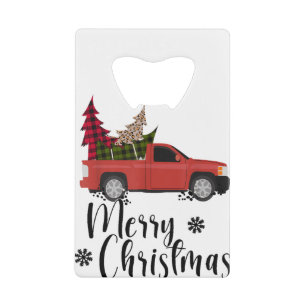 Buffalo vintage Wagon Red Truck Plaid Christmas Tr
