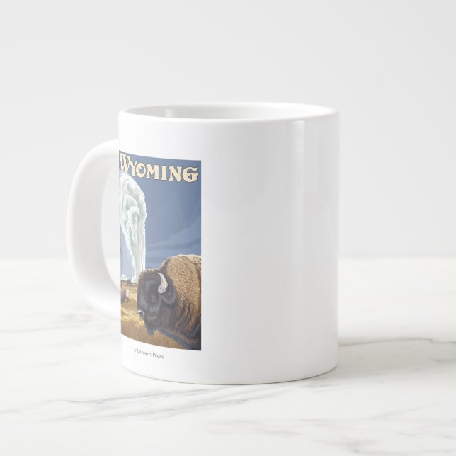 Buffalo von Old Faithage Travel Poster Jumbo-Tasse (Vorderseite Links)
