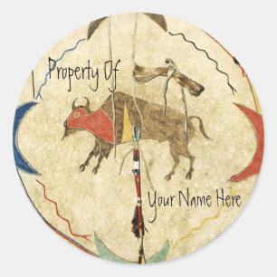 Buffalo Warrior Schild Buchplatte Runder Aufkleber