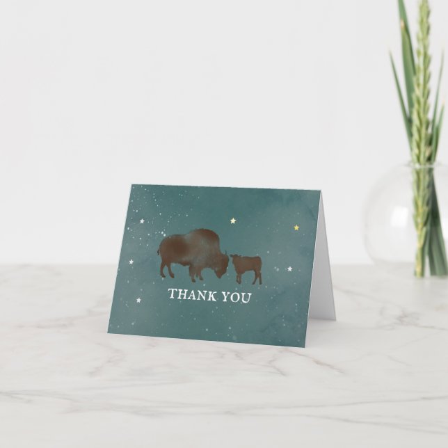 Buffalo Watercolor Stars Kinderdusche Danke (Vorderseite)