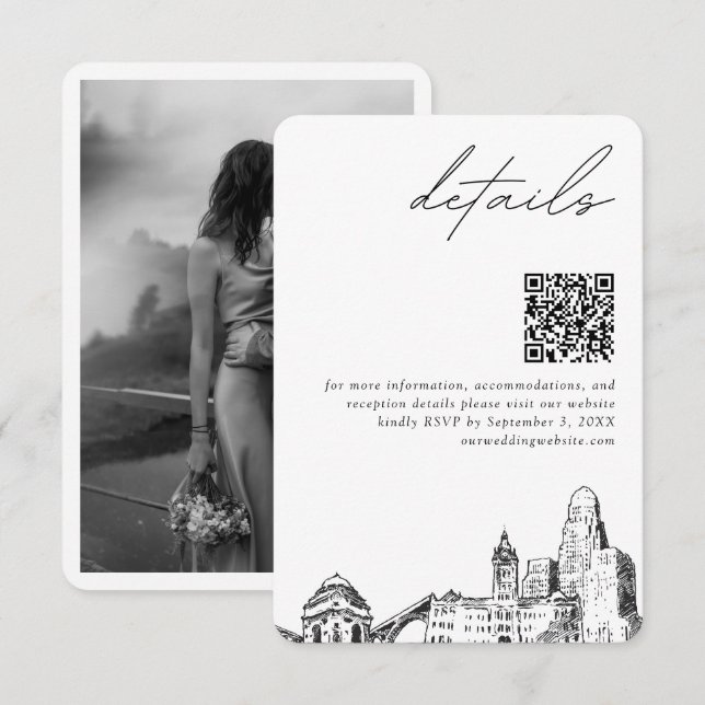 Buffalo Wedding Modern Details QR Code Begleitkarte (Vorne/Hinten)