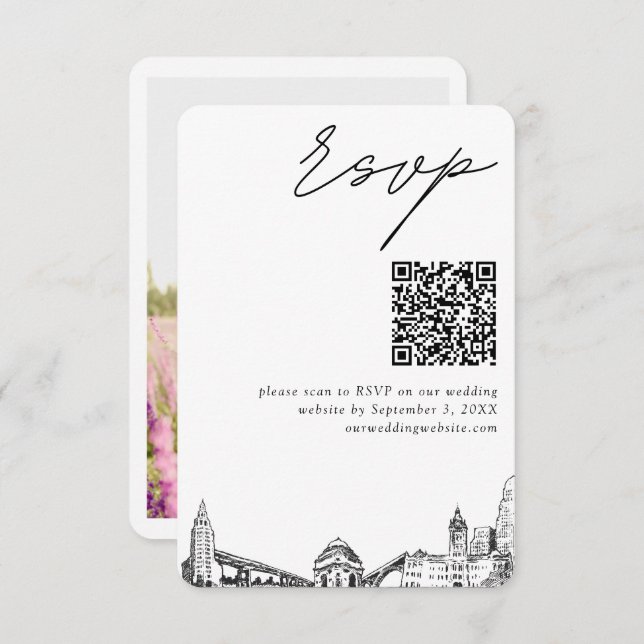 Buffalo Wedding Modern UAWG QR Code Begleitkarte (Vorne/Hinten)