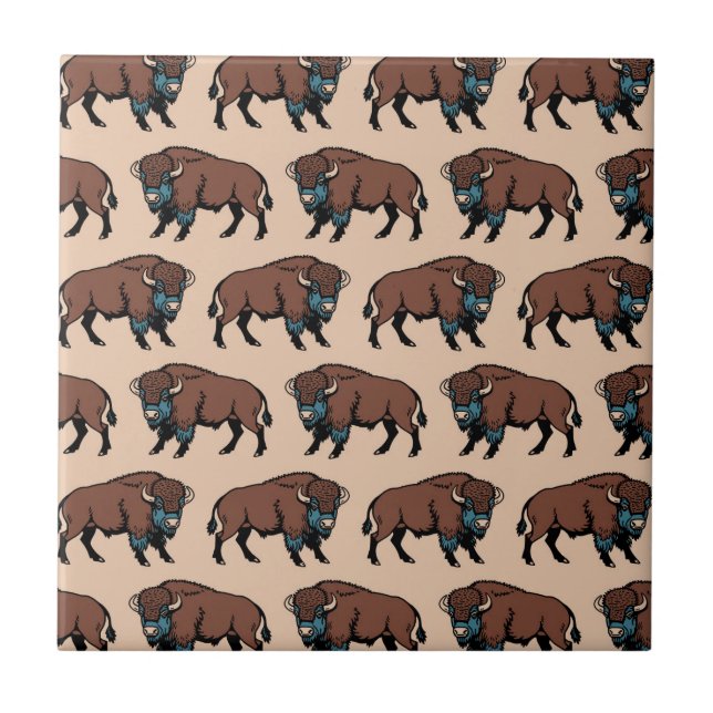Büffel-Bison-Muster Fliese (Vorderseite)