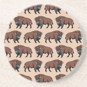 Büffel-Bison-Muster Getränkeuntersetzer