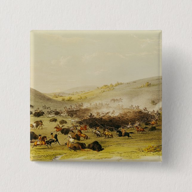 Büffel-Jagd, Einfassung, c.1832 Button (Vorderseite)