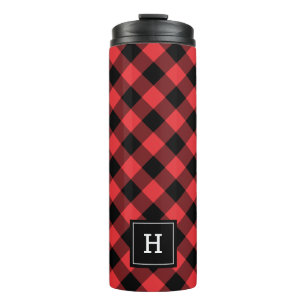 Büffel-kariertes Monogramm Thermosbecher