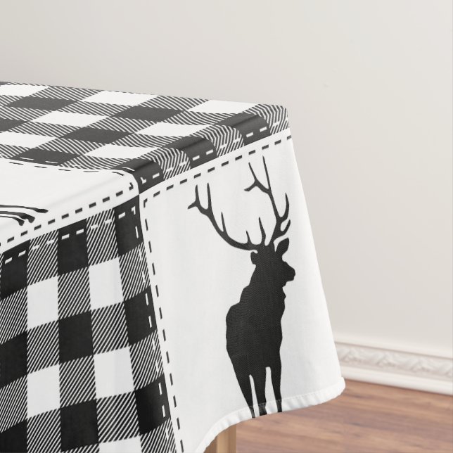 Büffel-Karo-Hirsch-Rustikales-Wald-Muster Tischdecke (Beispiel)