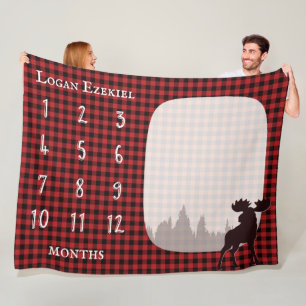 Büffel-Karo-Moose-Holzfäller-Baby-Meilenstein Fleecedecke
