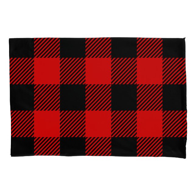 Büffel-Karo-roter und schwarzer Kissenbezug (Vorderseite)