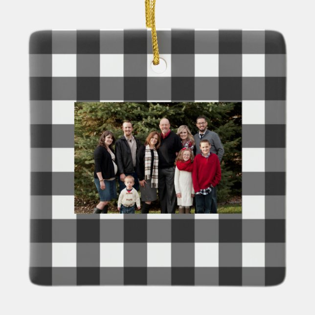 Büffel-Karo und Foto Keramikornament (Vorderseite)