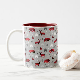 Büffel-Karo-Waldtiere-Muster Zweifarbige Tasse