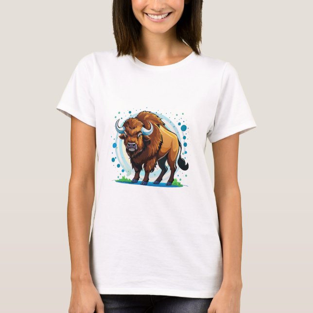 Büffel mit großen Hörnern T-Shirt (Vorderseite)