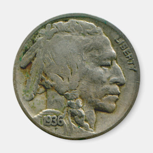 "Büffel" Nickel mit 1936 US geht Magneten voran Magnet