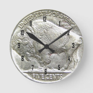 BÜFFEL-NICKEL RUNDE WANDUHR