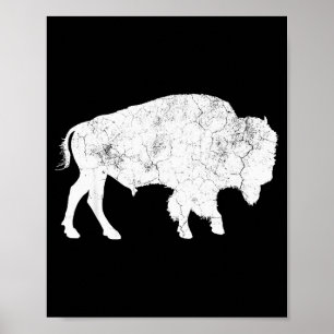 Büffel-Retro-Bison-Tierliebhaber-Shirt mit Distres Poster
