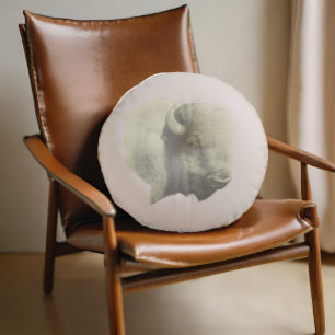 Büffel Spirit Tier Original Kunst Rundes Kissen