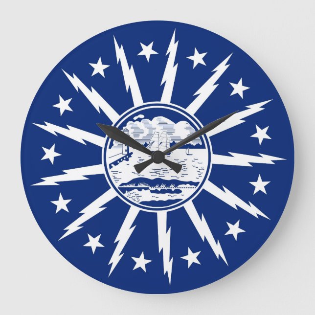 Büffel Stadtflagge vereinter Staat Amerika neue Yo Große Wanduhr (Vorderseite)