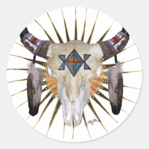 Büffel-Stern Runder Aufkleber