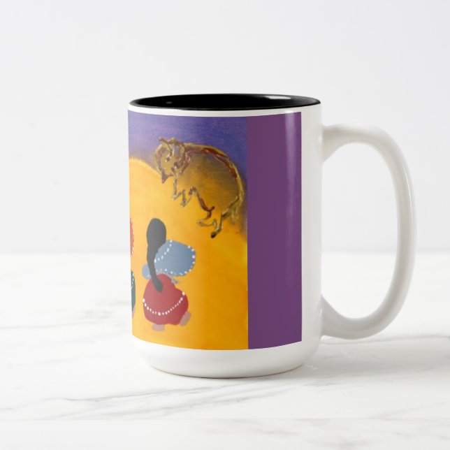 Büffel-Tänzer-Tasse Zweifarbige Tasse (Rechts)