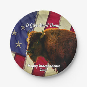 Büffel und amerikanische Flagge Patriotisch Pappteller