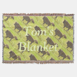 Büffel und Kalb farbiger Bleistift personalisiert Decke