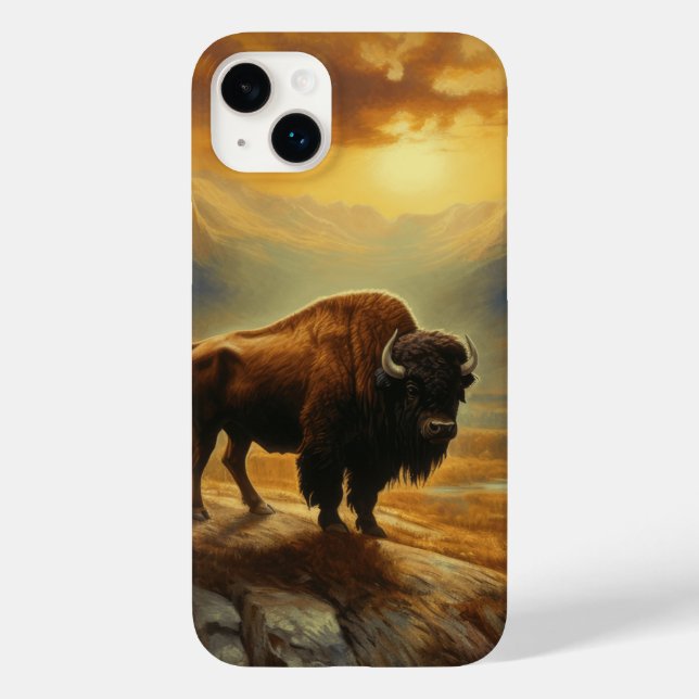 Büffel Wisent Sonnenuntergang Silhouette Case-Mate iPhone 14 Plus Hülle (Rückseite)