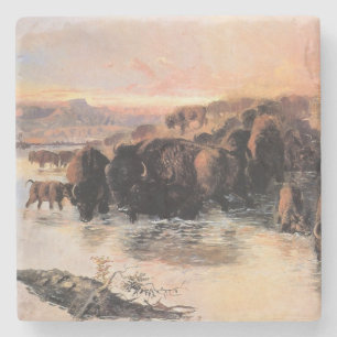 Büffelherde (von Charles M. Russell) Steinuntersetzer