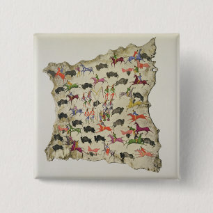 Büffeljagd (Pigment auf Elchhaut) Button